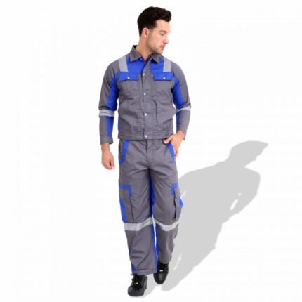 AMERICAN 110 RBG FABRIC 240 GSM EUROPEAN ELEGANCE SAFETY COVERALL WITH BLUE REFLECTIVE CLOTH